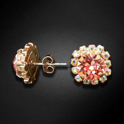 Auskarai "Krāšņums III (Rožinė persikas)" su Swarovski™ kristalais